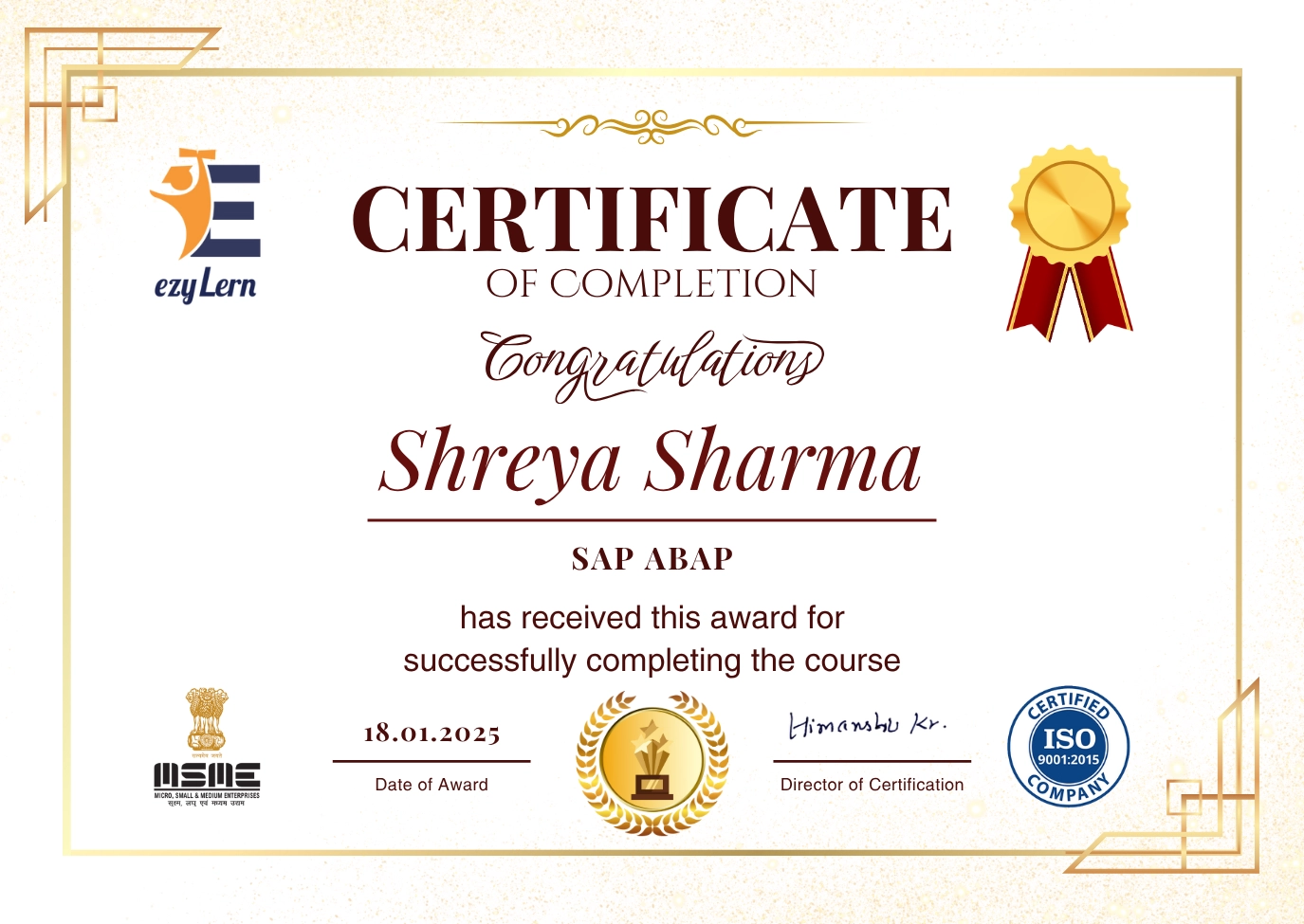 sap course certificate
